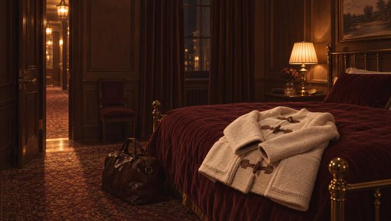 Board 3, the coat on the bed